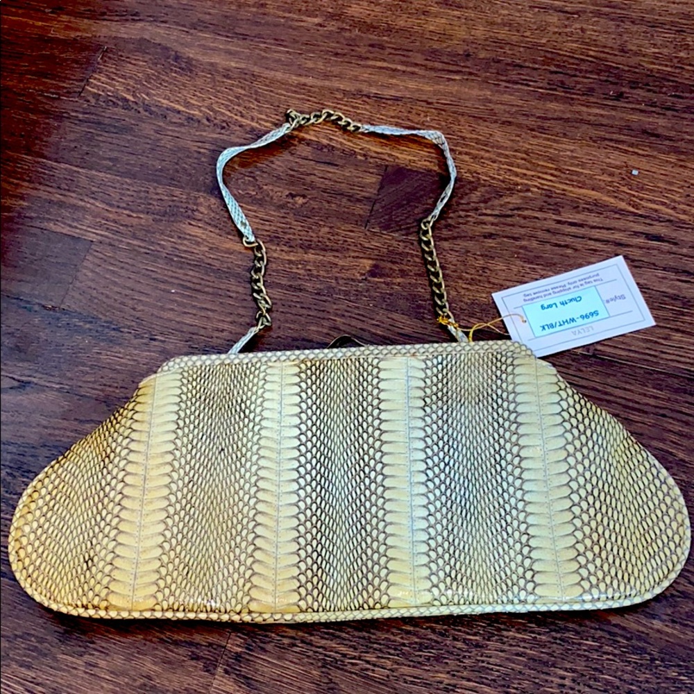 NWT Lelya handmade snake skin leather clutch